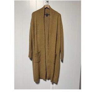 GAP‎ Women Camel Heather Long Open Front Cardigan Sweater Size L